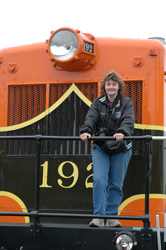 Dawn standing on DMIR 192 for 'Railfan Weekend' Duluth, MN. September 2004.