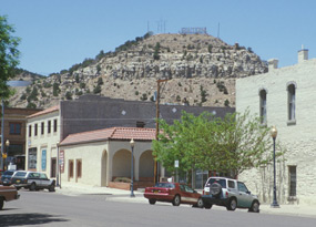 The scenic overlook and Raton sign and star from downtown Raton, NM.