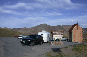 Our Jeep and Camper at the summit of Independance Pass in 2002.