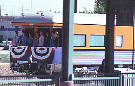 The G8 First Ladies getting ready to  ride the Ski Train to Winter Park, CO. for lunch.